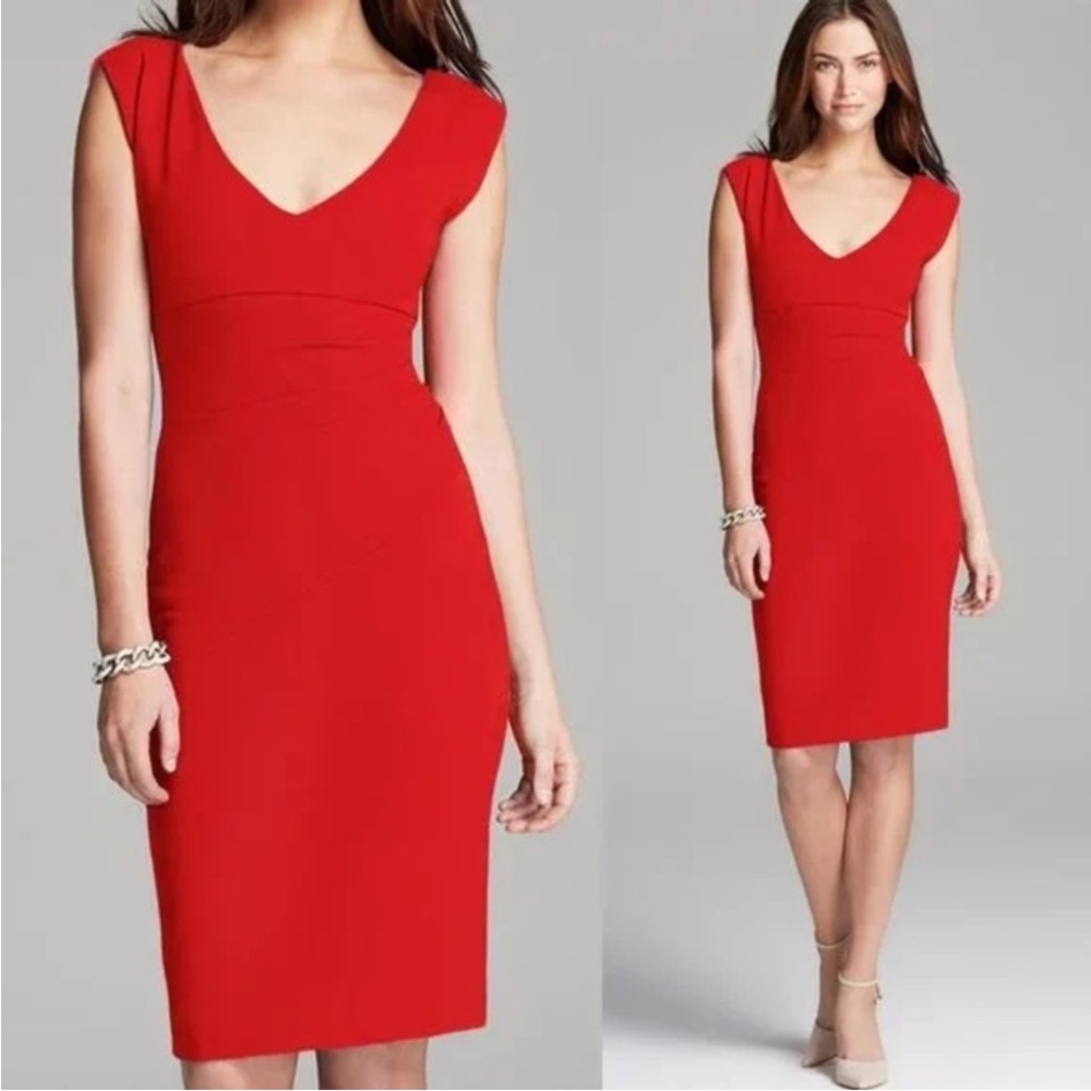 DVF Bevin Ceramic Ruched Sheath Dress in Poppy Red